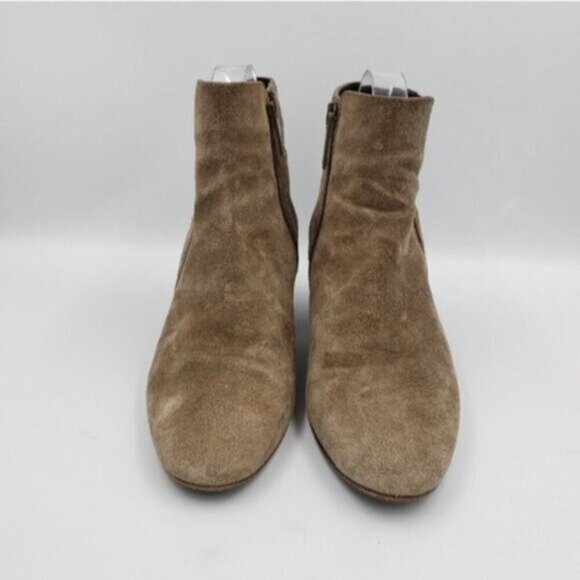 Aquatalia Tan Suede Ankle Boots Size 6.5 Side Zip Neutral - Picture 4 of 16